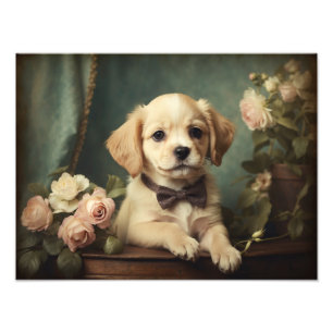 Vintages Niedliches Welpen-Portrait Fotodruck