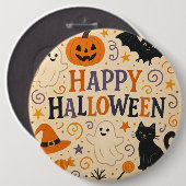 Vintages, niedliches whimsical Happy Halloween Button (Vorne & Hinten)