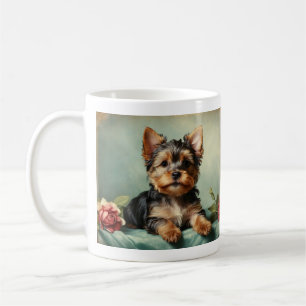 Vintages Niedliches Yorkshire Terrier Puppy Dog Po Kaffeetasse