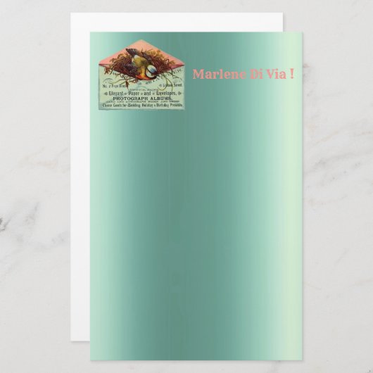 Vintages Nisttierfutter Briefpapier (Vorne/Hinten)