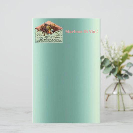 Vintages Nisttierfutter Briefpapier (Stehend Vorderseite)