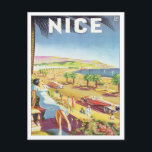 Vintages Nizza Frankreich Postkarte<br><div class="desc">Nice Mediterranean Sea France Vintage Travel Art Unsere Sammlung alter Reiseplakate und -drucke illustriert die üppige Landschaft Europas, die exotische Landschaft in Marokko, elegante Hotels und luxuriöse Resorts auf der ganzen Welt von Monte Carlo bis Pasadena und Bangkok. Besuchen Sie nostalgische Urlaubs- und Reiseziele auf der ganzen Welt, England, Frankreich,...</div>