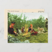 Vintages Norwegen, Lappland, Familie Sami - Feuerw Postkarte (Vorne/Hinten)