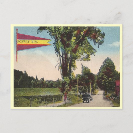 Vintages Norwegen Michigan Postkarte (Vorderseite)