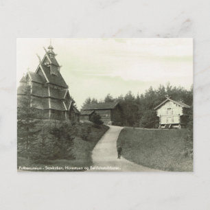 Vintages Norwegen, Norwegisches Folkmuseum, Stave Postkarte