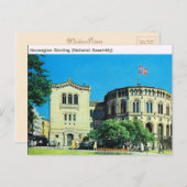 Vintages Norwegen, Oslo, Nationalversammlung Postkarte (Vorne/Hinten)