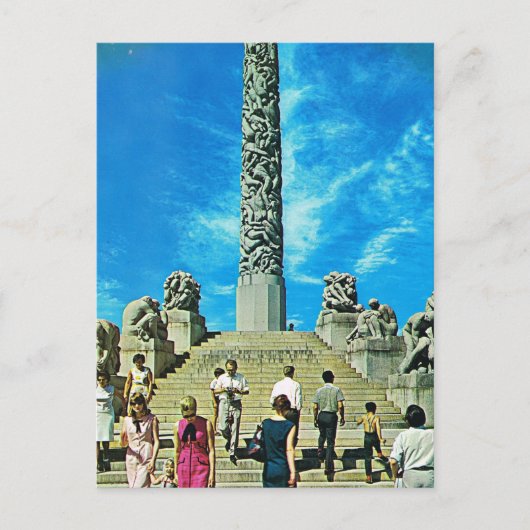 Vintages Norwegen, Oslo, Skulpturenpark Postkarte (Vorderseite)