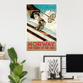 Vintages norwegisches Langlaufposter Poster (Heimbüro)