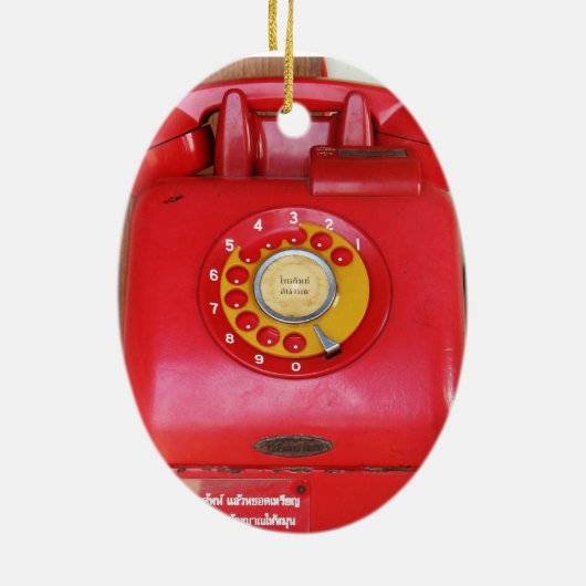 Vintages Nostalgisches altklassisches Retro-Telefo Keramik Ornament (Hinten)