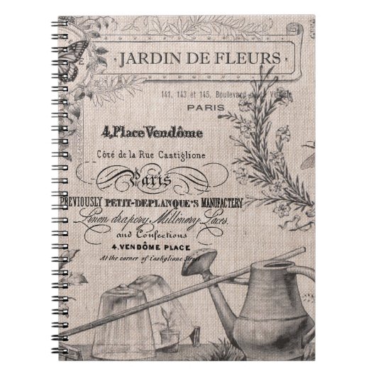 Vintages Notebook im französischen Garten Notizblock (Vorderseite)
