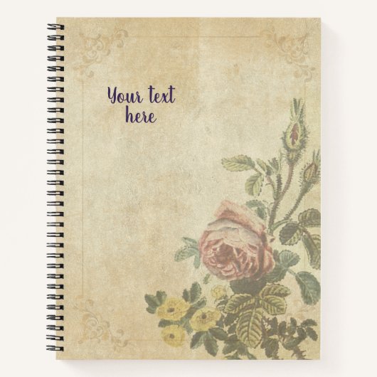 Vintages Notebook mit Rose Mousseuse Design Notizblock (Vorderseite)