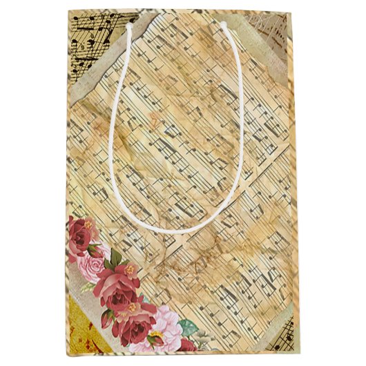 Vintages Notenblatt - Geschenktasche Mittlere Geschenktüte (Vorderseite)