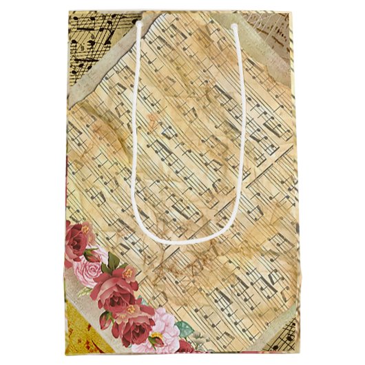 Vintages Notenblatt - Geschenktasche Mittlere Geschenktüte (Rückseite)