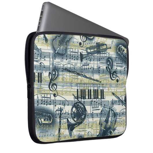 Vintages Notenmuster Notebook-Sieb Laptopschutzhülle (Vorne Rechts)