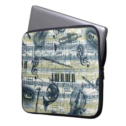 Vintages Notenmuster Notebook-Sieb Laptopschutzhülle (Vorderseite Links)