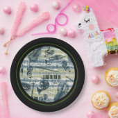 Vintages Notenmuster Pappteller (Party)