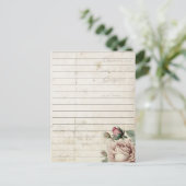 Vintages Notepad Blumenpapier Postkarte (Stehend Vorderseite)