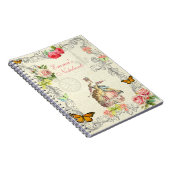 Vintages Notizbuch mit Rosen und Schmetterlingen Notizblock (Rechte Seite)