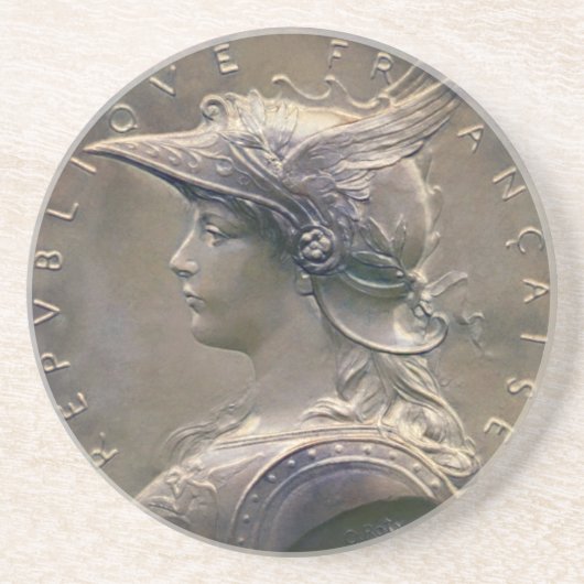 Vintages Nouveau Franzose-Medaillon Getränkeuntersetzer (Vorne)