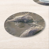 Vintages Nouveau Franzose-Medaillon Runder Pappuntersetzer (Angewinkelt)