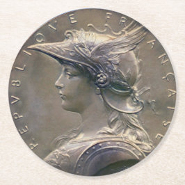 Vintages Nouveau Franzose-Medaillon Runder Pappuntersetzer