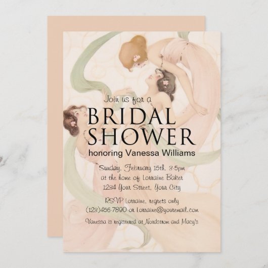 Vintages Nouveau Mayflies Brautparty Einladung (Vorne/Hinten)