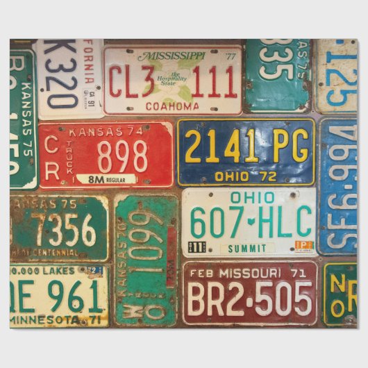 Vintages Nummernschild Geschenkpapier (Flach)