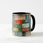 Vintages Nummernschild Tasse (VorderseiteRechts)