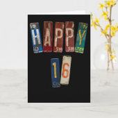 Vintages Nummernschild zum 16. Karte (Gelbe Blume)