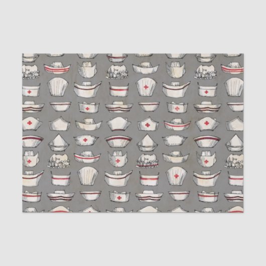 Vintages Nurse Caps Grau Muster Seidenpapier (Vorderseite)