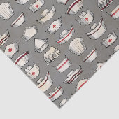 Vintages Nurse Caps Grau Muster Seidenpapier (Ausschnitt)