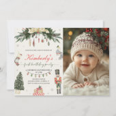 Vintages Nutcracker Winter Onederland Foto Einladung (Vorderseite)