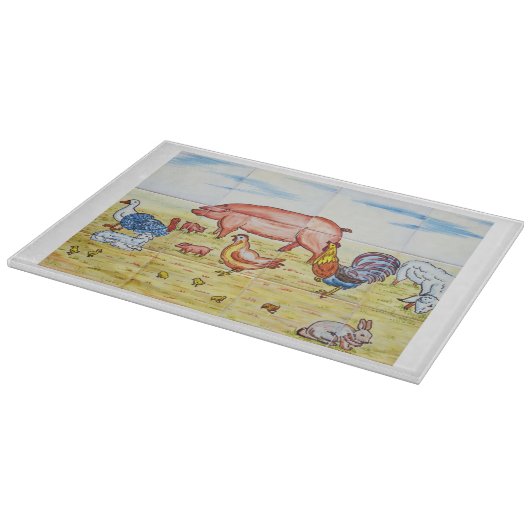 Vintages Nutztier rustikal niedlich altmodisch Schneidebrett (Ecke)