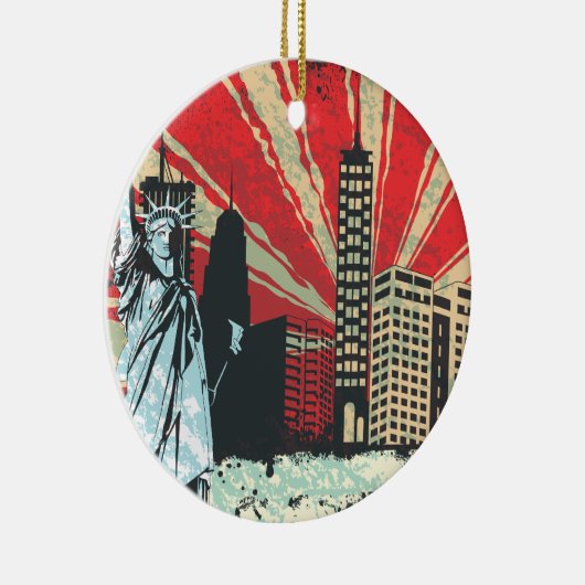 Vintages NY im Rot Keramikornament (Rechts)