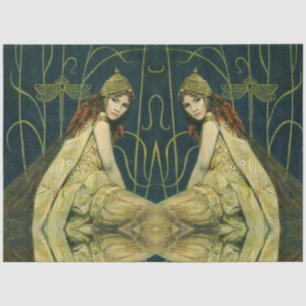 Vintages Nymph Art Nouveau Tissue Paper Seidenpapier