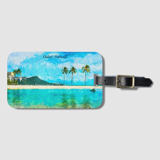 Vintages Oahu Hawaii Reiseparadies Gepäckanhänger (Vorderseite (Horizontal))