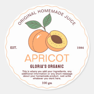 Vintages Obst Apricot Juice hausgemachte Produkte Runder Aufkleber