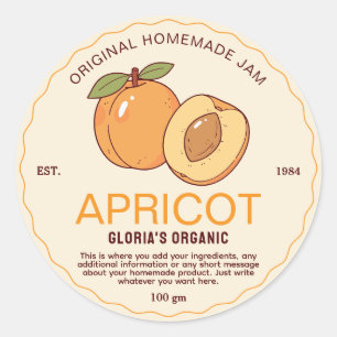 Vintages Obst Apricot Konfitüre hausgemachte Produ Runder Aufkleber