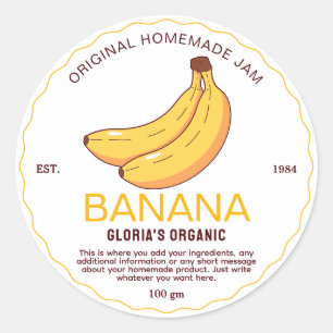 Vintages Obst Bananenstaub, hausgemachtes Produkt Runder Aufkleber