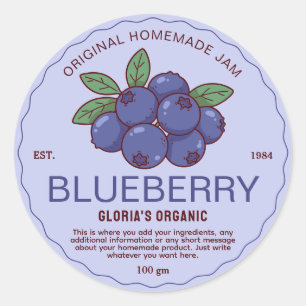 Vintages Obst Blueberry Jam hausgemachte Produkte Runder Aufkleber