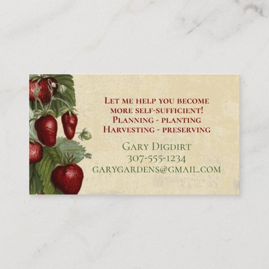 Vintages Obst Gemüsegarnele Koch Catering Visitenkarte (Rückseite)