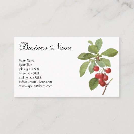 Vintages Obst Kirschkost, Kirschen von Redoute Visitenkarte (Vorderseite)