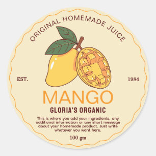 Vintages Obst Mango Juice hausgemachte Produkte Runder Aufkleber
