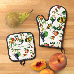 Vintages Obst Ofenhandschuh & Topflappen-Set