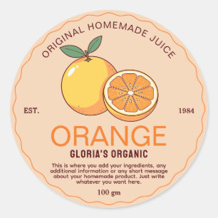 Vintages Obst Orangensaft hausgemachte Produkte Runder Aufkleber