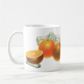 Vintages Obst, reifen Orangen Juicer Frühstück Kaffeetasse (Links)