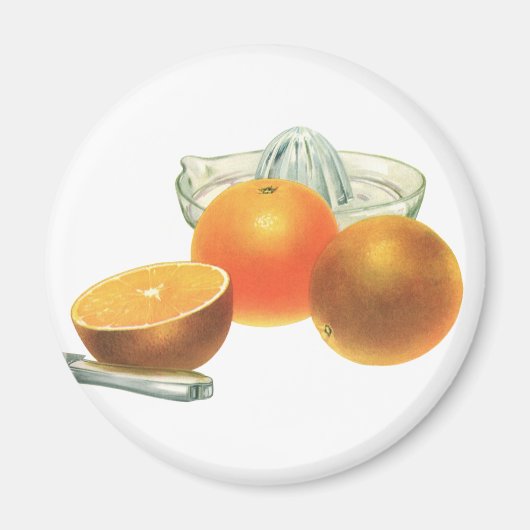 Vintages Obst, reifen Orangen Juicer Frühstück Magnet (Vorne)