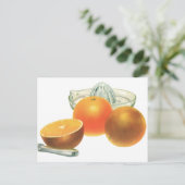 Vintages Obst, reifen Orangen Juicer Frühstück Postkarte (Stehend Vorderseite)
