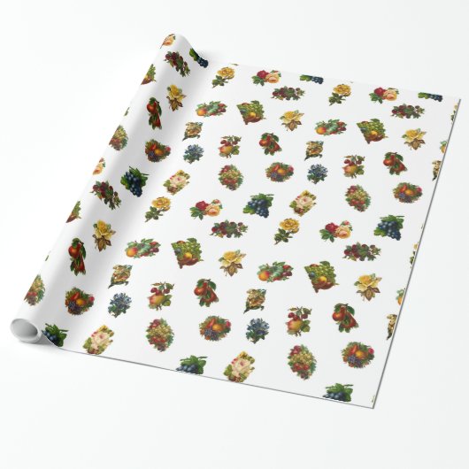 Vintages Obst und Blume Geschenkpapier (Ungerollt)