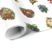 Vintages Obst und Blume Geschenkpapier (Rolleneckpunkt)